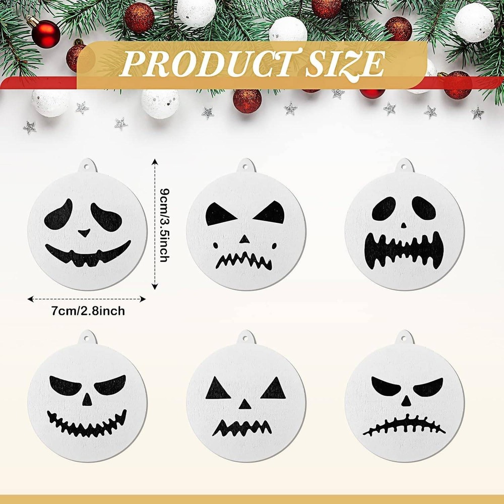 Halloween Christmas Decor Set Striped Skirt Bow Pumpkin Ornaments Black & White - Picture 3 of 7